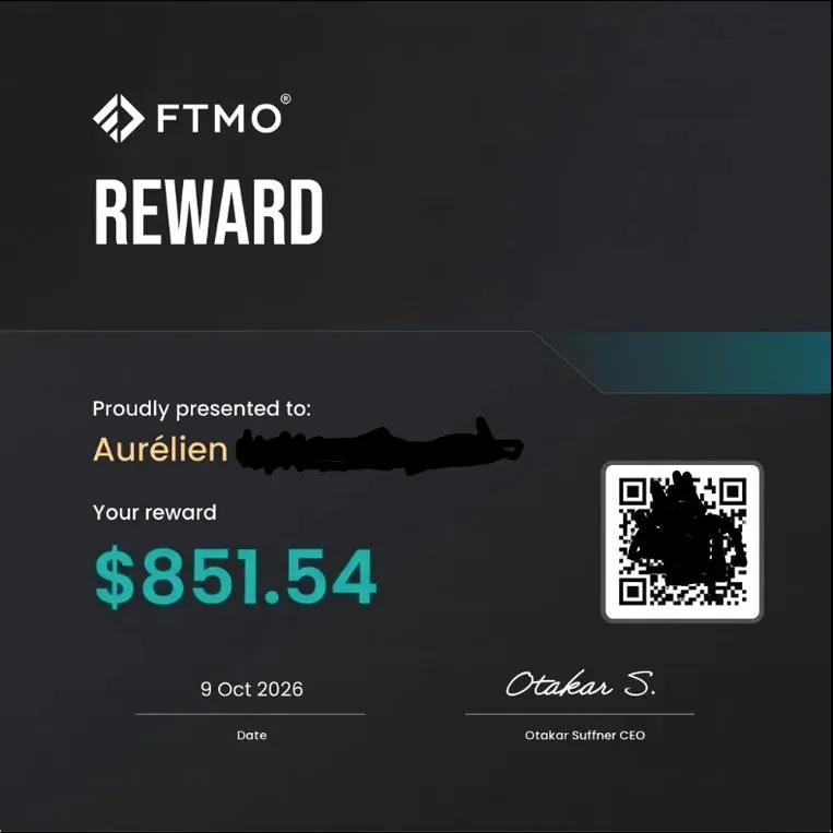 Reward FTMO de 851,54 $